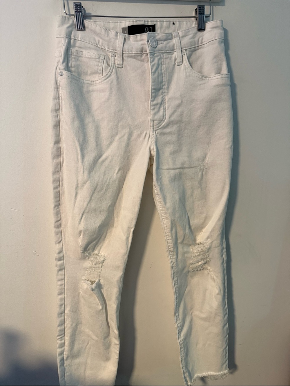 Kut from the Kloth White Distressed Skinny Jeans